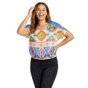 2 for $20 Penelope Project Tribal Print Blouse Size Medium Boho Festival Top